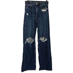 American Eagle Super High Rise Baggy Wide Leg Jeans Size 0